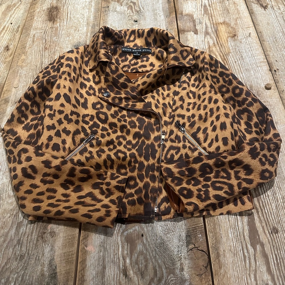 NanaMacs Leopard Print Leather Jacket
